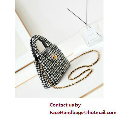 Chanel Tweed  &  Gold-Tone Metal Mini Shopping Bag AS4416 Houndstooth 2025